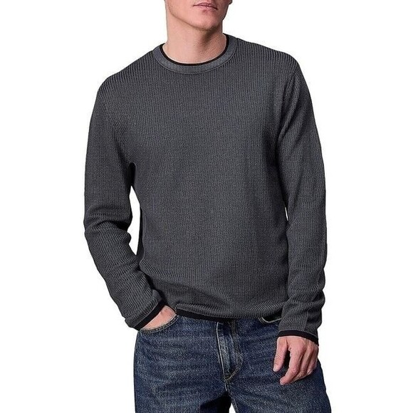 RAG & BONE Sweater Mens Small Gray Pullover HARVEY CREW Loose Knit $275 - Picture 1 of 6